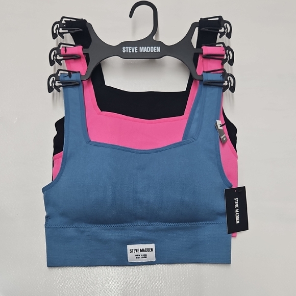 Steve Madden Blue and Pink Removable Pads Bra Set - Picture 1 of 9